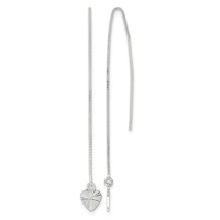 Sterling Silver Polished Diamond-cut Dangle Heart Post Earrings view 1