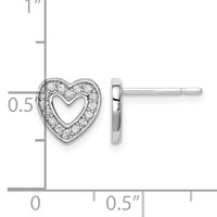 Sterling Silver Rhodium-plated CZ Heart Post Earrings view 4