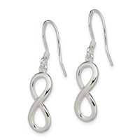 Sterling Silver Polished Infinity Symbol Dangle Earrings view 2