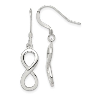 Sterling Silver Polished Infinity Symbol Dangle Earrings