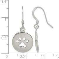 Sterling Silver Polished Paw Print Shepherd Hook Earrings view 4