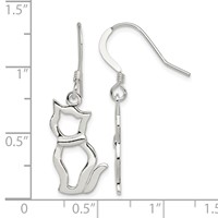 Sterling Silver Polished Cat Shepherd Hook Earrings view 4