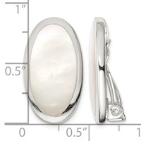 Sterling Silver Rhodium-plated Polished Mother of Pearl Oval Non Pierced Earrings view 4