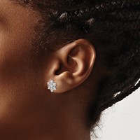 Sterling Silver Rhodium-plated CZ Snowflake Post Earrings view 3