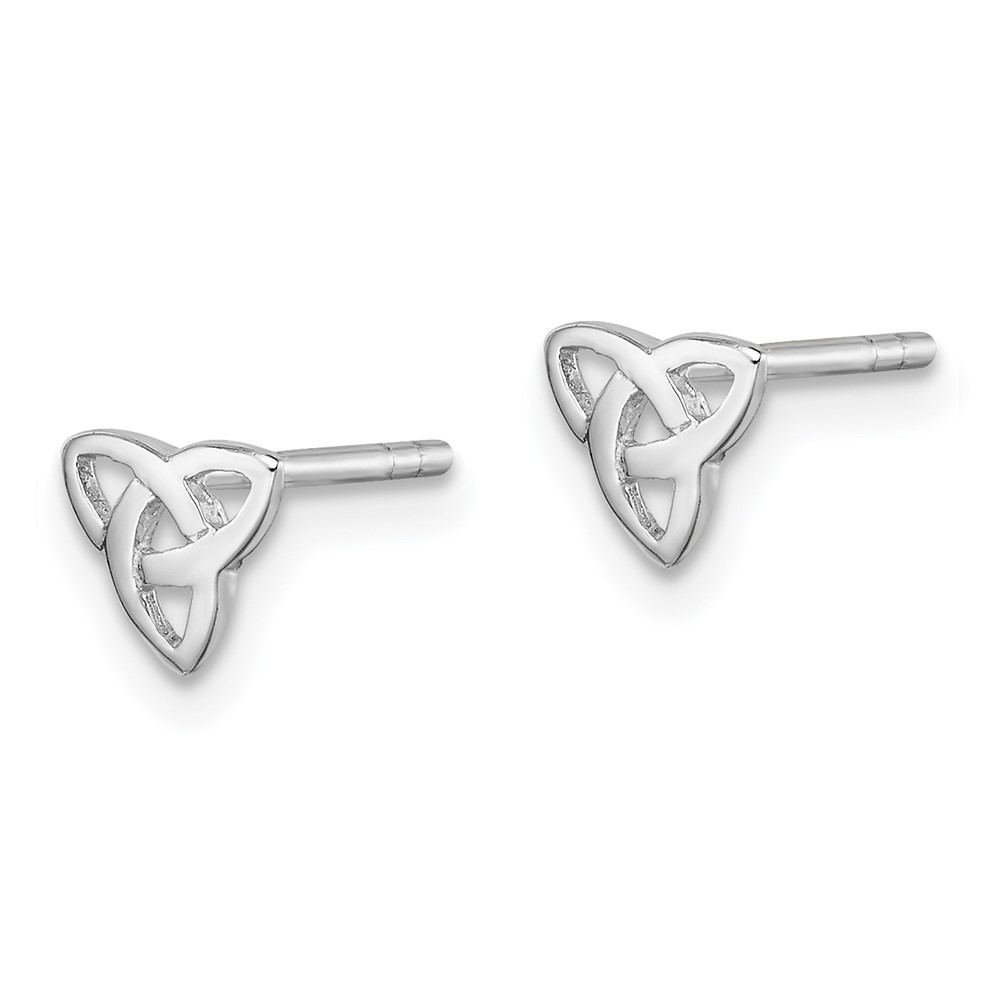 Sterling Silver Rhodium-plated Polished Celtic Knot Post Earrings (QE11970)