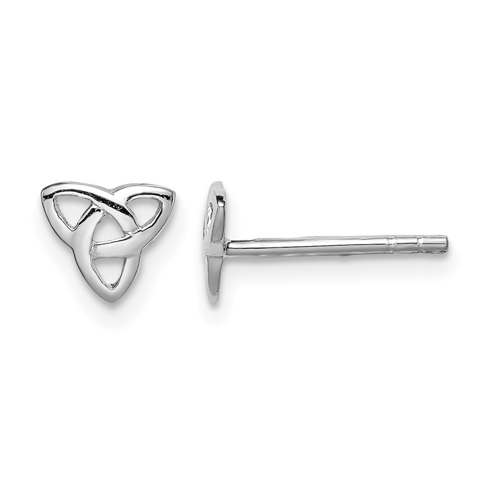 Sterling Silver Rhodium-plated Polished Celtic Knot Post Earrings (QE11970)