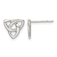 Sterling Silver Polished Celtic Knot Post Earrings view 1