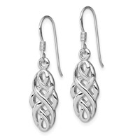 Sterling Silver Rhodium-plated Infinity Celtic Design Dangle Earrings view 2
