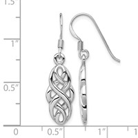 Sterling Silver Rhodium-plated Infinity Celtic Design Dangle Earrings view 4