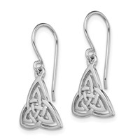 Sterling Silver Rhodium-plated Polished Celtic Knot Dangle Earrings view 2