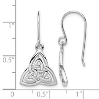 Sterling Silver Rhodium-plated Polished Celtic Knot Dangle Earrings view 4