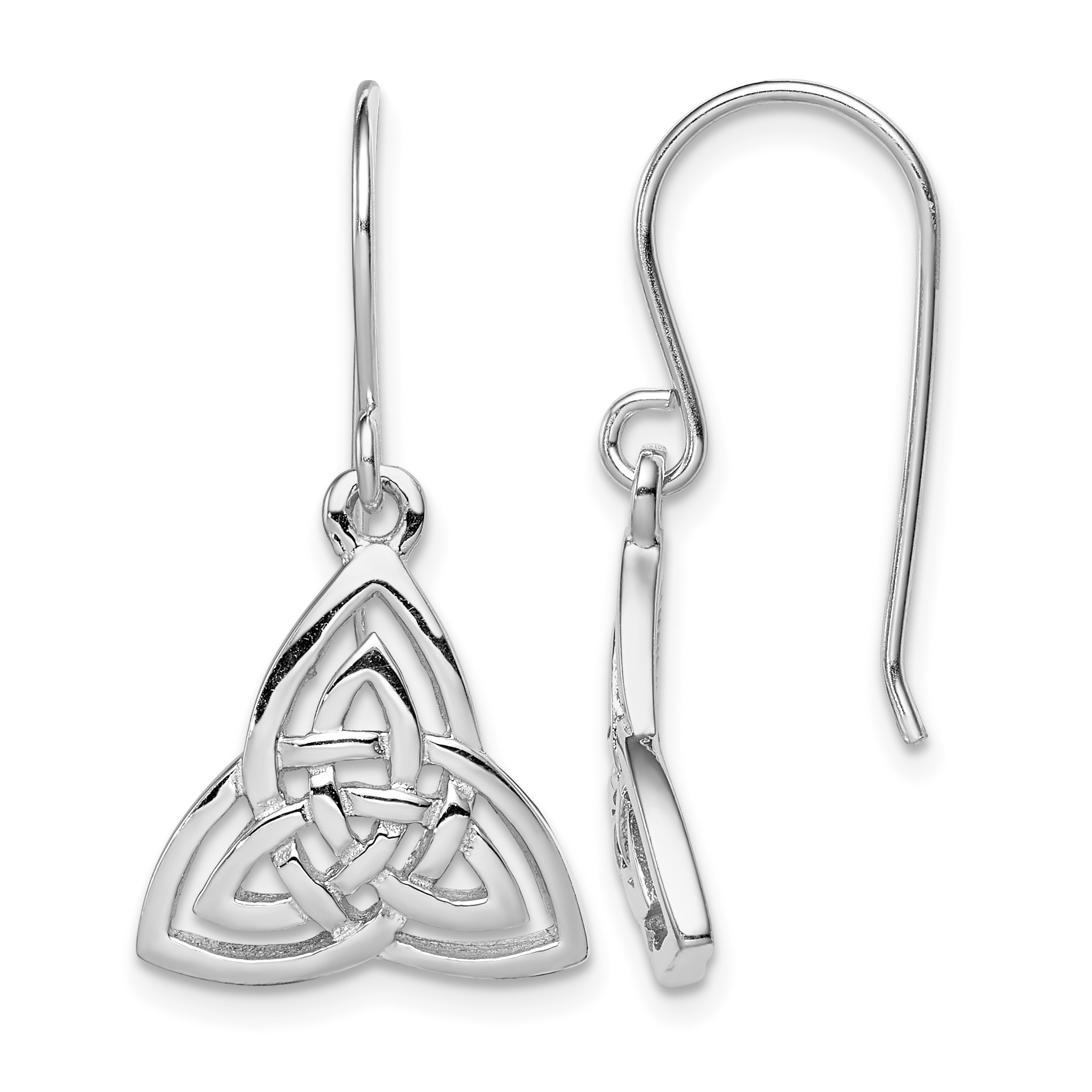 Sterling Silver Rhodium-plated Polished Celtic Knot Dangle Earrings (QE11975)