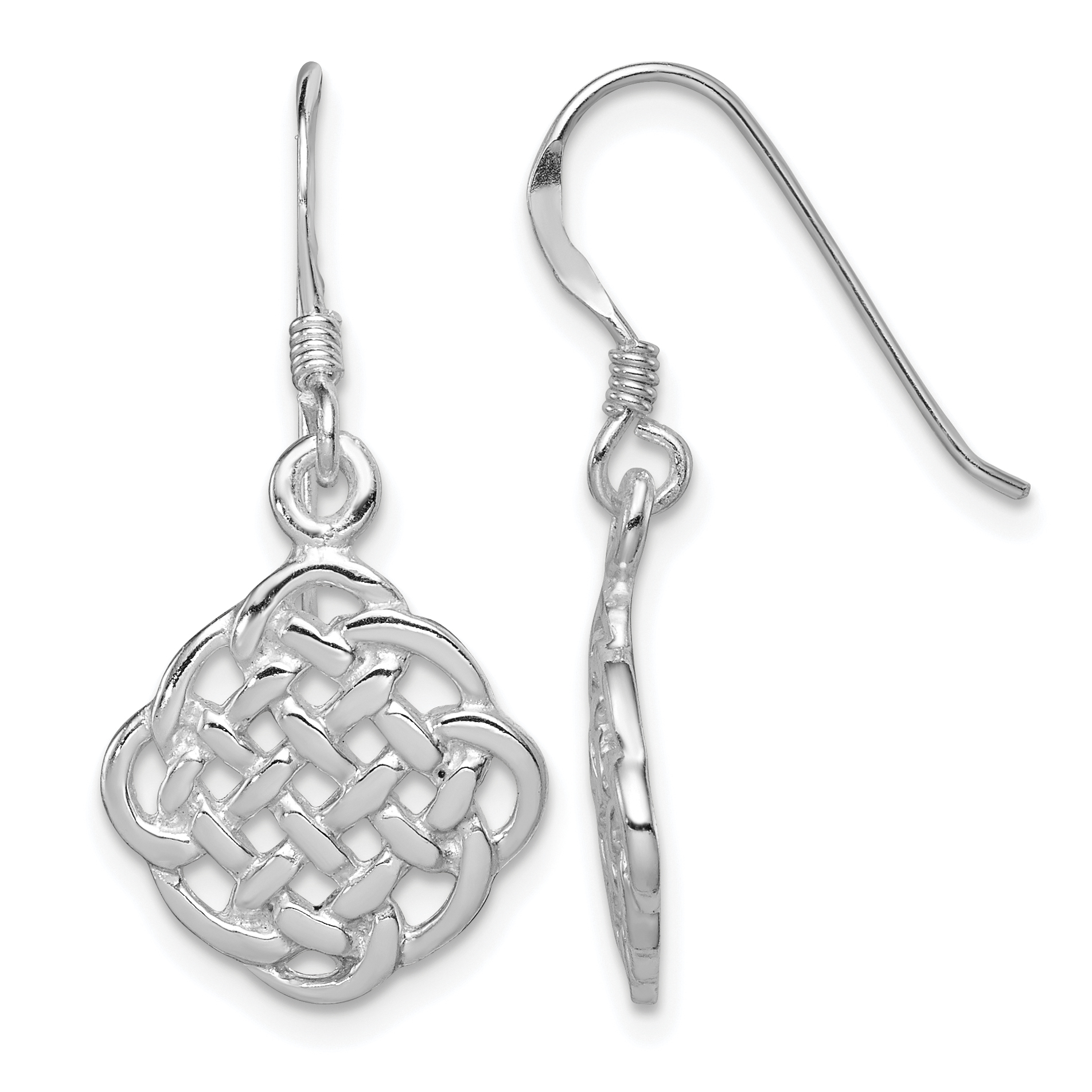 Sterling Silver Rhodium-plated Celtic Dangle Earrings (QE11978)