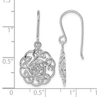 Sterling Silver RH-plated Polished Celtic Shepherd Hook Earrings view 4