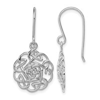 Sterling Silver RH-plated Polished Celtic Shepherd Hook Earrings view 1