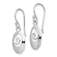 Sterling Silver Rhodium-plated Polished Swirl Oval Dangle Earrings view 2
