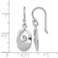 Sterling Silver Rhodium-plated Polished Swirl Oval Dangle Earrings view 4