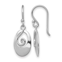 Sterling Silver Rhodium-plated Polished Swirl Oval Dangle Earrings view 1