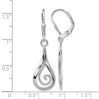 Sterling Silver Rhod-plated Polished Swirl Teardrop Dangle Leverback Earrin view 4