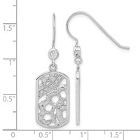 Sterling Silver Rhodium-plated Fancy CZ Floral Dangle Earrings view 3