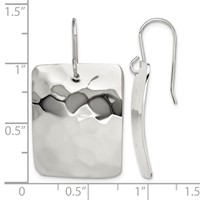 Sterling Silver Polished & Hammered Rectangle Dangle Earrings view 4