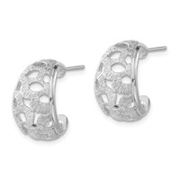 Sterling Silver Rhodium-plated Textured Post Hoop Earrings view 2