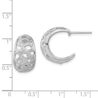 Sterling Silver Rhodium-plated Textured Post Hoop Earrings view 3