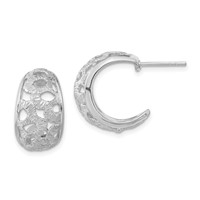 Sterling Silver Rhodium-plated Textured Post Hoop Earrings view 1