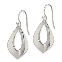 Sterling Silver Polished Teardrop Dangle Earrings view 2