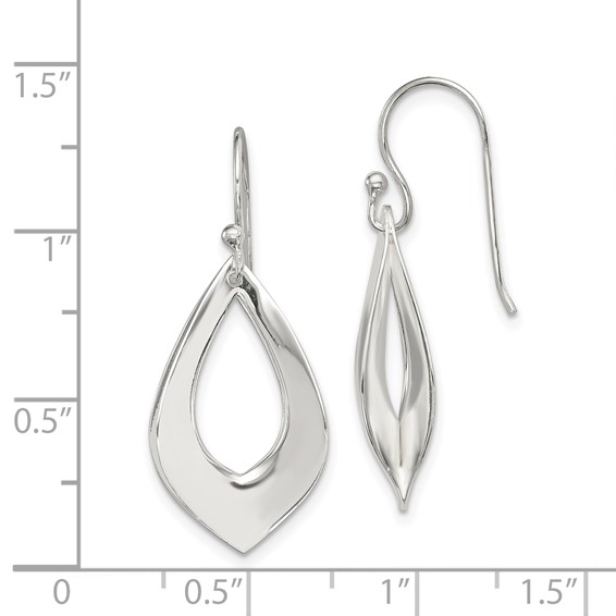 Sterling Silver Polished Teardrop Dangle Earrings