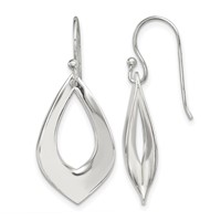 Sterling Silver Polished Teardrop Dangle Earrings view 1