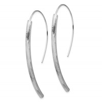 Sterling Silver RH-plated Polished Textured Bar Dangle Earrings view 2
