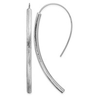 Sterling Silver RH-plated Polished Textured Bar Dangle Earrings view 1