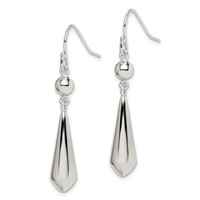 Sterling Silver Polished Beaded Teardrop Dangle Earrings view 2
