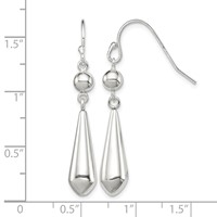 Sterling Silver Polished Beaded Teardrop Dangle Earrings view 4