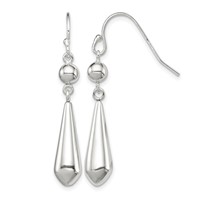 Sterling Silver Polished Beaded Teardrop Dangle Earrings view 1