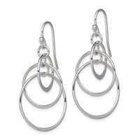 Sterling Silver Polished Intertwined Circles Dangle Earrings view 2