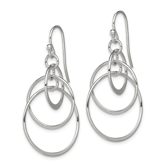 Sterling Silver Polished Intertwined Circles Dangle Earrings