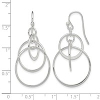 Sterling Silver Polished Intertwined Circles Dangle Earrings view 4