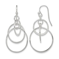 Sterling Silver Polished Intertwined Circles Dangle Earrings view 1