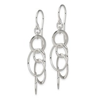 Sterling Silver Polished Intertwined Circles Dangle Earrings view 2