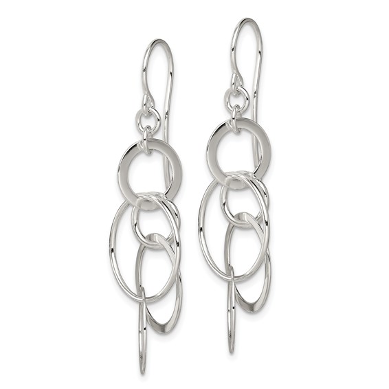 Sterling Silver Polished Intertwined Circles Dangle Earrings