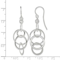 Sterling Silver Polished Intertwined Circles Dangle Earrings view 4