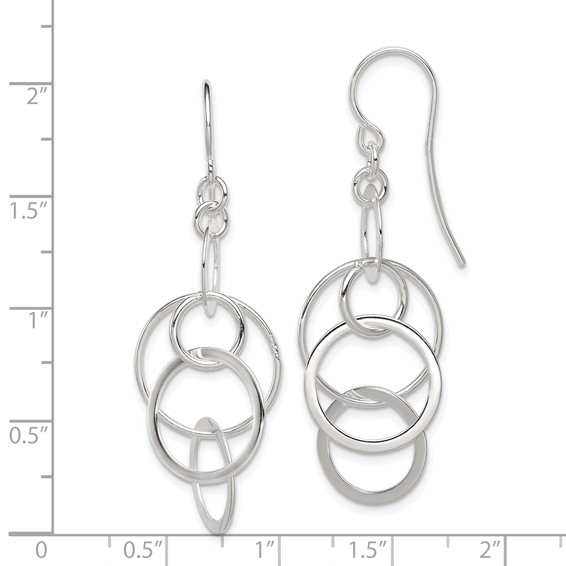 Sterling Silver Polished Intertwined Circles Dangle Earrings