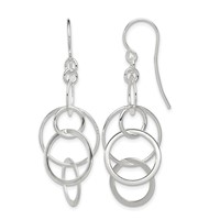 Sterling Silver Polished Intertwined Circles Dangle Earrings view 1