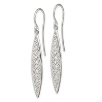 Sterling Silver Polished Filigree Marquise Shaped Dangle Earrings view 2