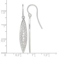Sterling Silver Polished Filigree Marquise Shaped Dangle Earrings view 4