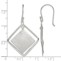 Sterling Silver Polished & Textured Double Square Dangle Earrings view 4