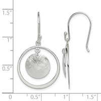 Sterling Silver Polished & Brushed Circles Dangle Earrings view 4