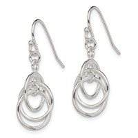 Sterling Silver Polished Intertwined Three Circle Dangle Earrings view 2